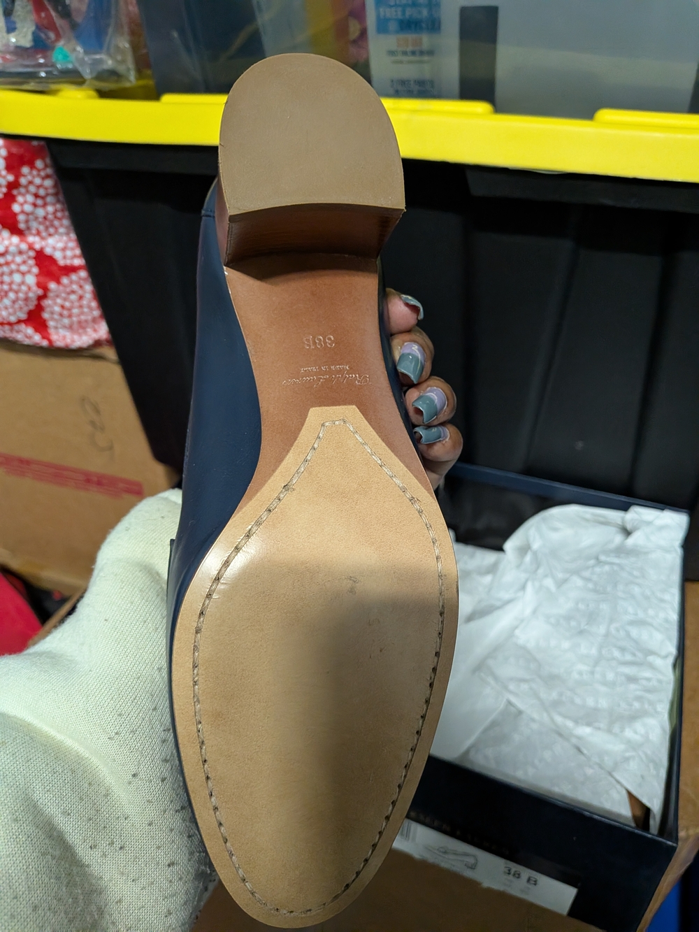 Ralph Lauren Two-Tone Navy and Cream Penny Loafer - Men - Picture 4 of 5